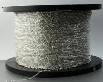 10 ft. of 925 Sterling Silver Little Tiny Flat Round Cable Chain - 1.6x1.25mm