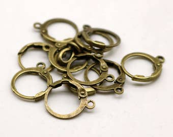 30 Antique Brass ROUND Leverback Earrings earwire - 12x9mm Brass Earring Lever Back - ELR9