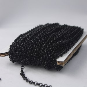 Black Rolo Chain bulk Chain, 32 ft of Rolo SOLDERED Cable Chain 3.1mm - Soldered Links - Necklace Bracelet Wholesale - 3.1BL