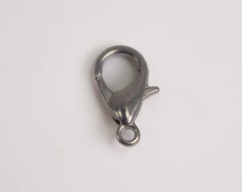Fermoir pince de homard mat plaqué argent antique 12 mm - LOB12A 100 pcs - Lot en gros