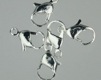 50 pcs of Silver Plated over iron lobster claw clasp 12mm - LOB12I