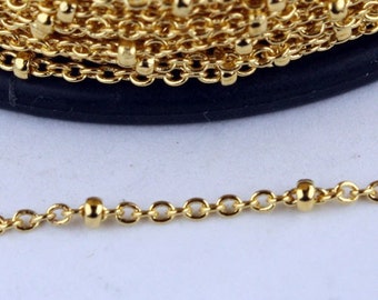 Sample Lot 3 feet Gold Plated Chain Bulk Chain - Tiny Satellite Chain Cable BALL Chain - 2.0x1.4mm SOLDERED Satellite Chain - 2014SAT