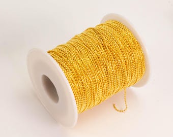 Anti-Tarnish Gold Plated Ball Chain: Faceted 1.2mm with Connectors 32 feet - Bulk Spool - ATCDC1.2