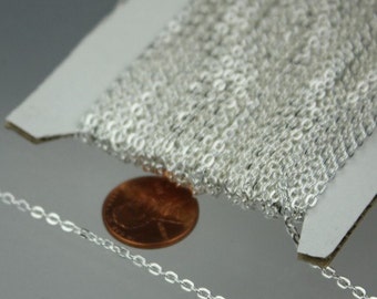 50feet spool of Anti-Tarnishing Coated Silver Plated Flat Round cable chain - 3x2.2mm - unsoldered link - ATC322FLAT