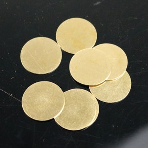 10 pcs BRASS Blanks Disc - 1 inch (25mm) 0.5mm 24G 24 Gauge thickness no Hole RAW Brass Gold Stamping Blanks - Metal Flat Discs Tags
