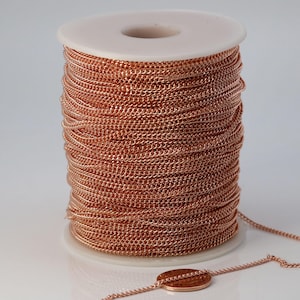 32 feet spool of Copper (Bright Copper) Plated SOLDERED FACET Curb Chain - 2.3mm Solder link - with Free Jumpring (50pcs) - 2.3F