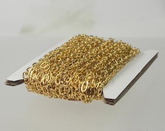 Cadena de eslabones soldados chapada en oro: a granel, fabricación de collares y pulseras de 10 pies