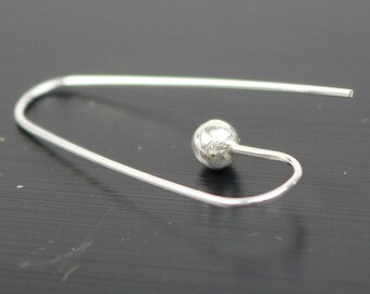 Sterling Silver Ball Ear Wires: 32x14mm, 21 Gauge (Pair)