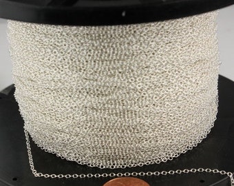 925 Sterling Silver Chain Bulk, 10 Ft Solid Silver Tiny Round Cable Chain - 2.2x1.6mm Soldered Link - SS2216