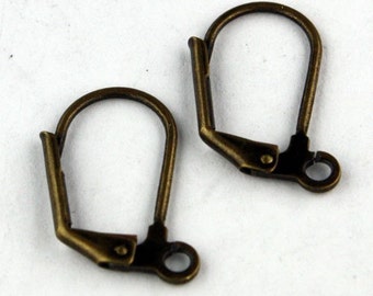 50 Pcs of Antiqued Brass LONG D Lever back Earrings Earwire - 10.5X19mm - From California USA