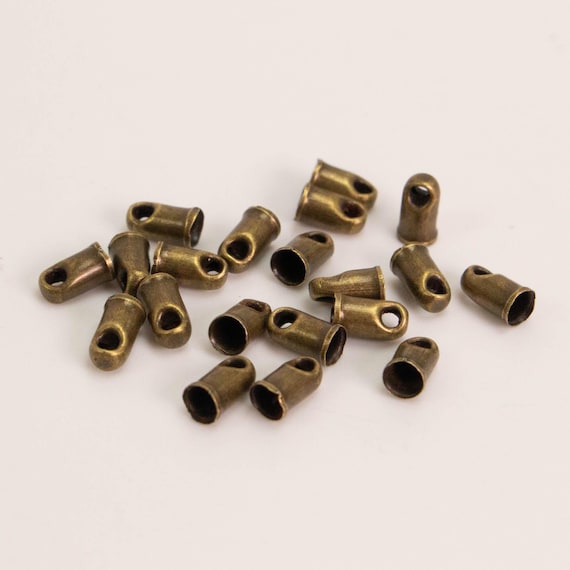 Antique Brass Plated Cord End Tips Cap for 2mm 100 pcs - Wholesale Bulk Lot