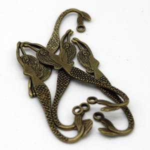 Antique Brass Finish Mermaid Bookmarks: Alloy Metal Charms (81mm) 5 pcs image 3