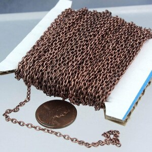 Antique Copper Plated Finished Round cable chain - 3x2.2mm - unsoldered link - 322CA 100 feet - Bulk Spool