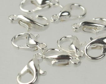 Chiusura a moschettone in lega di zinco placcata argento 10 x 5 mm - LOB10 30 pezzi - Confezione sfusa