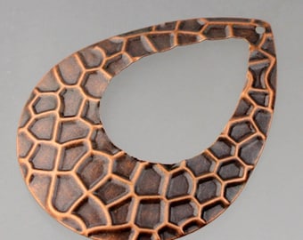 Antiqued copper Plated filigree drop 65x50mm 10 pcs - Bulk Pack