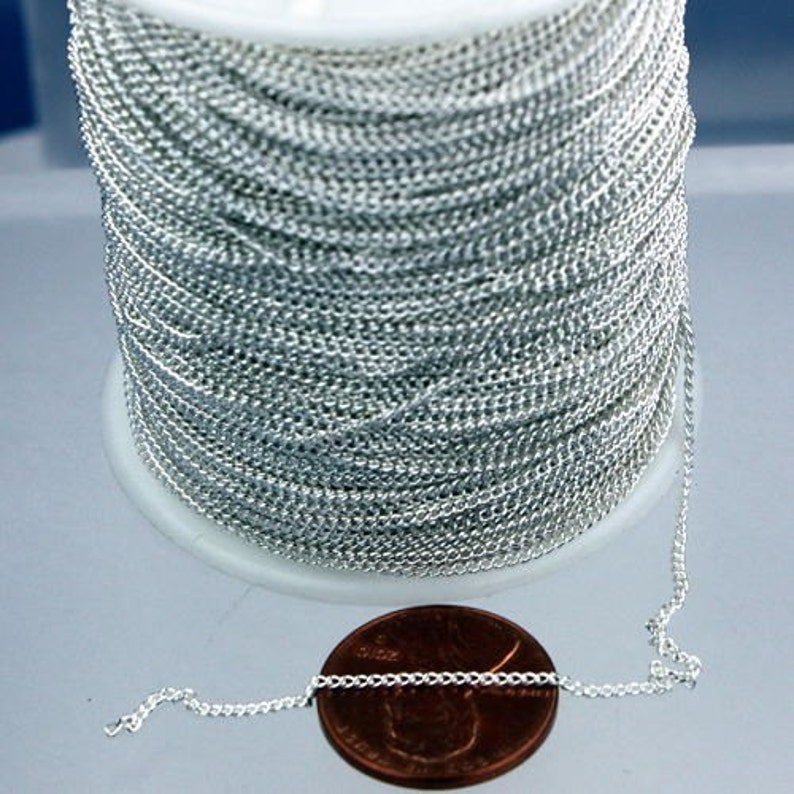 10 Ft Spool of Sterling Silver Finished/plated Tiny Curb Chain Etsy