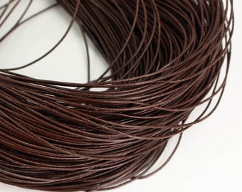 Dark Brown Genuine Leather Cord: 1mm Round 5 feet