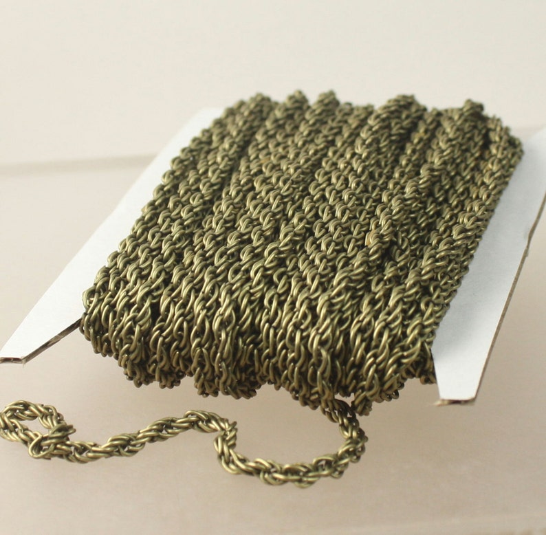 NEW Sale 32 ft of Antique Brass Plated BIG Heavy Fashion Rope Chain 3.5mm Thickness 35ROPE image 1