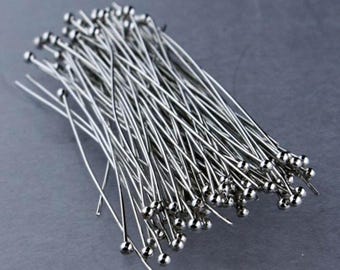 Rhodium Plated Ball Headpins: 24 Gauge Brass Jewelry Findings 500 pcs - Wholesale Bulk Lot