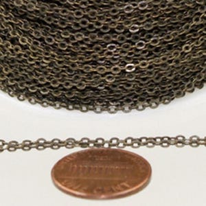 10 ft Antique Brass Chain - 2.4x1.7mm SOLDER Chain - Antique Bronze little Oval Flat Soldered Cable Chain - Bulk Wholesale Chain - 2417F