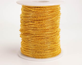 Tarnish-Resistant Gold Plated Ball Chain: 1.2mm Faceted Brass, with Connectors 100 feet Bulk - ATCDC1.2