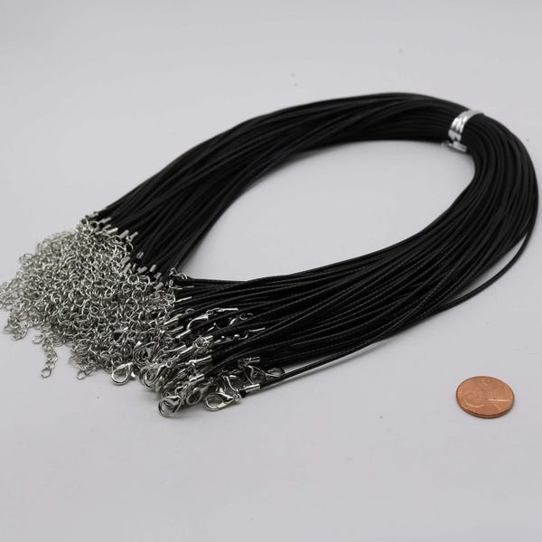 NEW 10pcs 2.0mm 18-20 inch adjustable black compressed cotton quality necklace cord