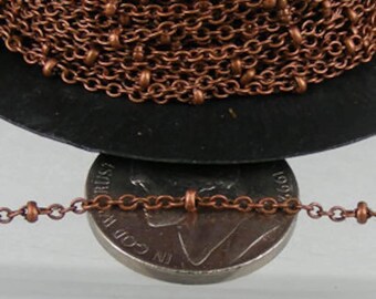 Antyczny miedziany łańcuch satelitarny - 100 stóp, lutowany, luzem, 2,0 x 1,4 mm