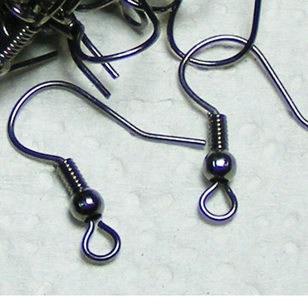 Wholesale Lot 100 pcs of Gunmetal fish Hook with spring and ball Earwire 19X17mm - Ship from California Bay Area USA