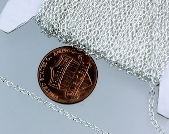 Cadena de cable chapada en plata de ley: Cadena para collar a granel (eslabón soldado de 2,0 x 1,4 mm) 30,5 metros (100 pies) - 2014S