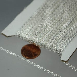 Silver Plated Flat Round cable chain - 3x2.2mm - unsoldered link - 322FLAT 50 feet - Bulk Spool