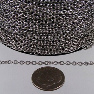 30 feet Stainless Steel Small Cable Chain SOLDERED Small Cable Chain - 3x2.2mm SOLDERED - Bulk Chain Necklace Wholesale DIY Jewelry Chain