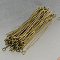 Bulk/FingerPick 100 Pcs Antiqued Brass Eyepins Bronze Eye Pins Eye Headpins - 2 inch (50mm) 21 Gauge 21G - 9PIN-21G-50