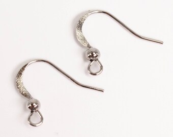 Hameçon aplati plaqué argent antique avec fil d'oreille de perle de calibre 21, 300 pcs - Lot en gros