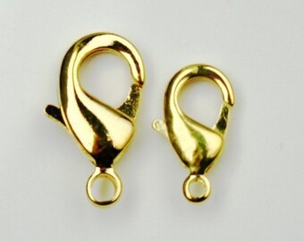 10 Pcs Copper Plated Brass Lobster Claw Clasps – 14x8mm Swivel Style