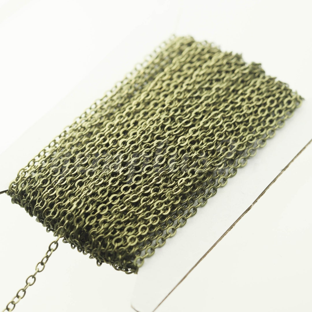 3 FEET VINTAGE SOLID BRASS 12x1mm. FLAT BAR & CABLE CHAIN CH45