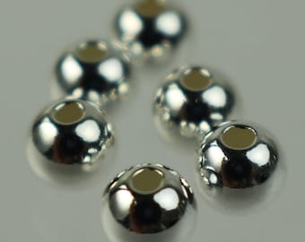 Koraliki dystansowe ze srebra próby 925: bezszwowa okrągła kula (2 mm - 5 mm)