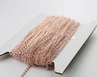 Sample 3 feet ROSE Gold Plated Tiny Cable Chain - 2.0x1.4mm SOLDERED link Necklace Bracelet Dainty Delicate Chain bulk Chain - 2014S