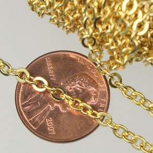 100 ft spool of Gold Plated Flat ROUND Soldered Cable Chain - 3.4x3.4mm SOLDERED Link -  3434F