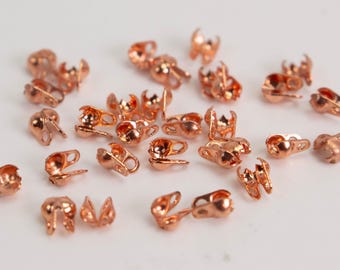 Bright Copper Plated Ball Chain Connector: 1.5mm & 1.2mm Chain ( BALLCON15 Crimp Type) 100pcs - Wholesale Bulk Lot