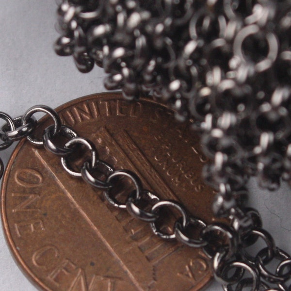 Special Sale - 32 feet of Gunmetal ROLO Chain bulk, SOLDERED Rolo Chain - 3.1mm Soldered Links - 3.1BL