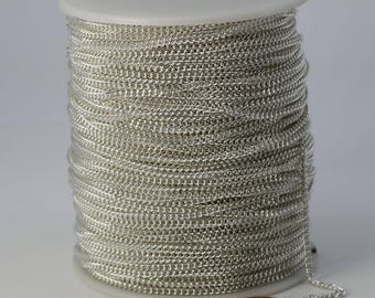 Anti Tarnish Sterling Silver Plated Curb Chain Spool (2.3mm Soldered Link)