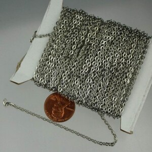 12 ft spool of Rhodium Plated Flat Round cable chain - 3x2.2mm - unsoldered link - 322FLAT
