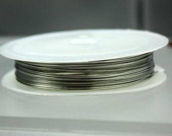 1 rouleau . Fil perlé plaqué argent antique sur cuivre - Ga 24, 0,5 mm dia 27 pieds