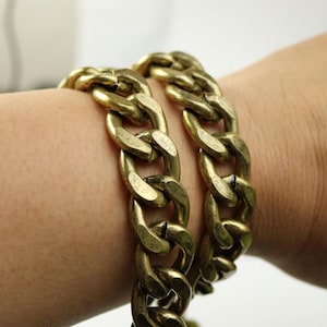 Chunky Aluminum Curb Chain: Antique Brass Finish, Unsoldered Links (22x18.5mm) 1 feet