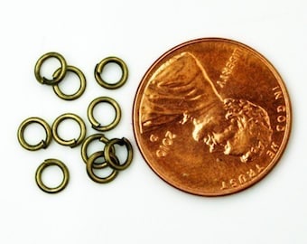 200 pcs of 6mm Jump Rings, Antique Brass Jump Rings / Bronze Open 6x0.7mm 21 Gauge 21G  Link Connector Open Jump Rings 7x6mm