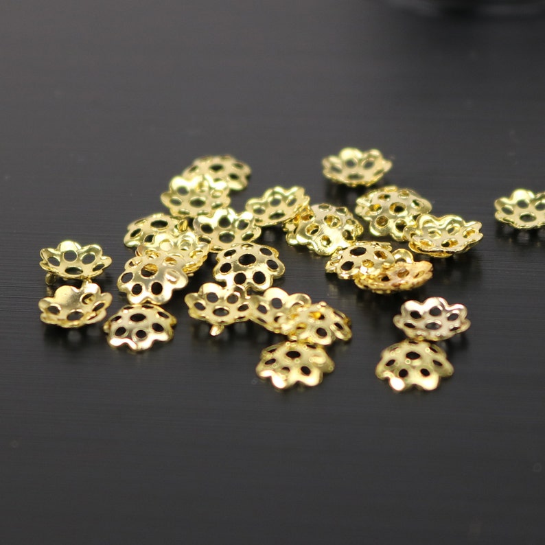 300 pcs Gold Plated Bead Caps 6mm