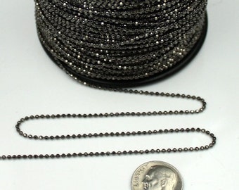 Gunmetal facet BALL Chain - 32 ft. spool of Brass bulk Ball chain  Wholesale - 1.5mm w/ FREE 50 connectors (Crimp) - 15DC