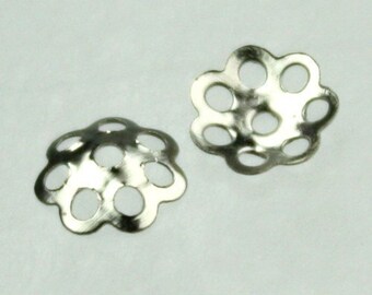 200 pcs of antique silver Flower filigree bead cap 5.6mm