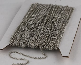 Rhodium Plated Chain Bulk, 100ft of Tiny Round SOLDERED Chain Cable Chain 1.6x1.4mm- Free Jump Rings 50pcs Dainty Delicate  Chain - 1614S