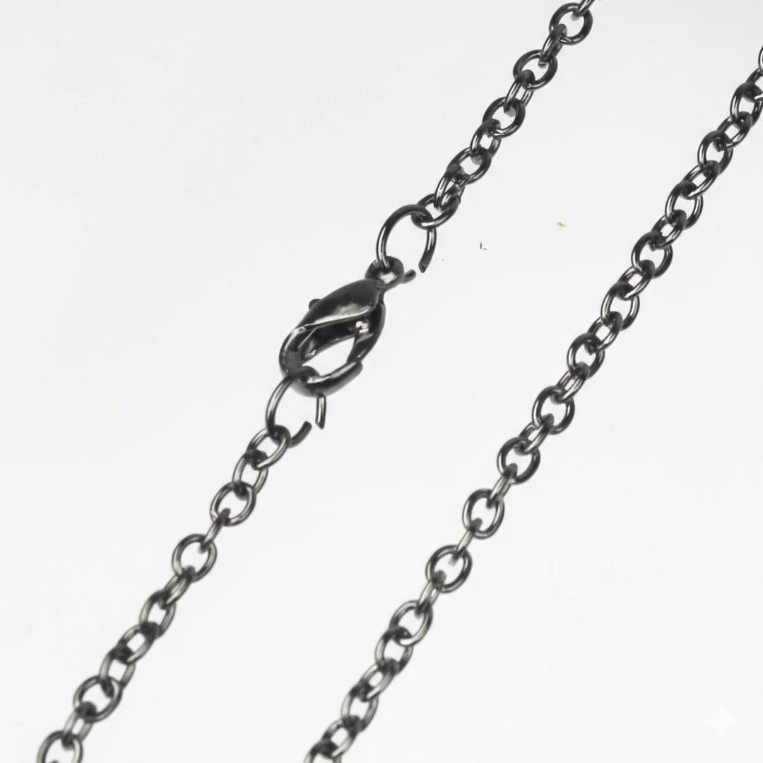 Gunmetal Finish Cable Chain Necklace With Lobster Clasp: 24 Inch